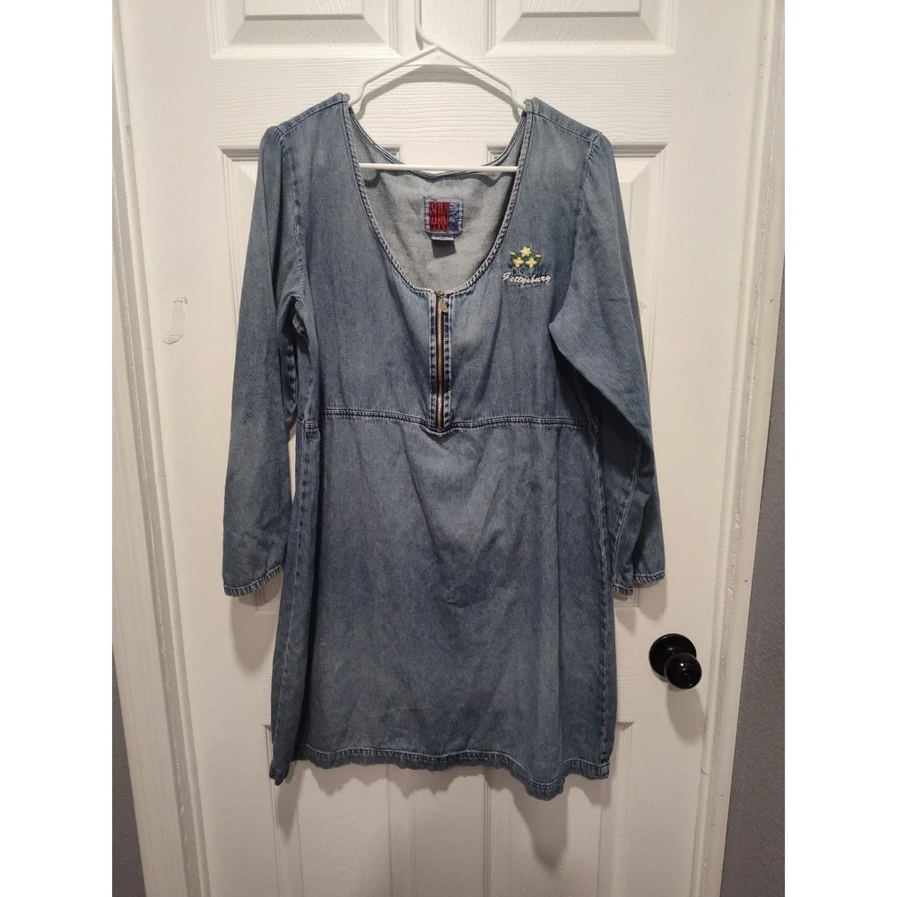 Sunbelt Denim Embroidered Shirt dress Size Large lightweight‎ casual 100% cotton